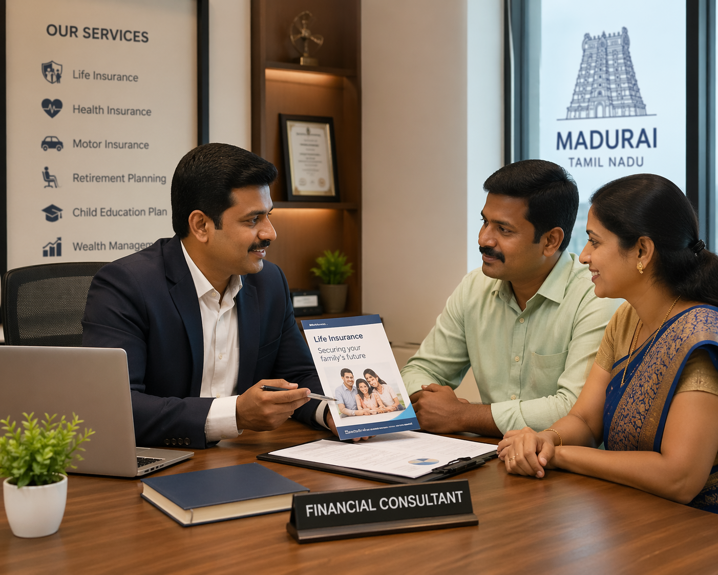 InvesAlign insurance consultant meeting a family in Madurai
